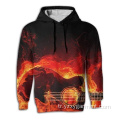 Erkek Gitar On Fire 3D baskılı kapüşonlu sweatshirt